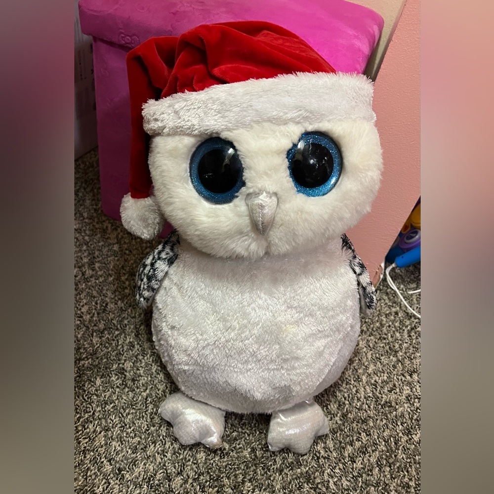 TY Beanie Tinsel Holiday Owl Jumbo Plush